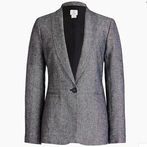 J Crew One-Button Linen Blazer, 0, Black